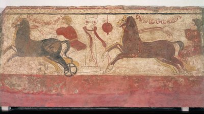 Chariot racing (detail) by Etruscan